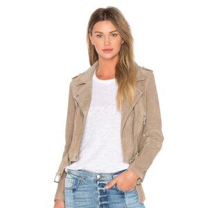 BlankNYC Suede Leather Moto Jacket Womens M Beige Neutral Retro Streetwear Biker